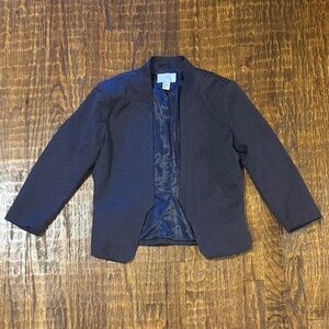 H&M Navy Jacquard Peplum Blazer | Tailored Fit | Size 8